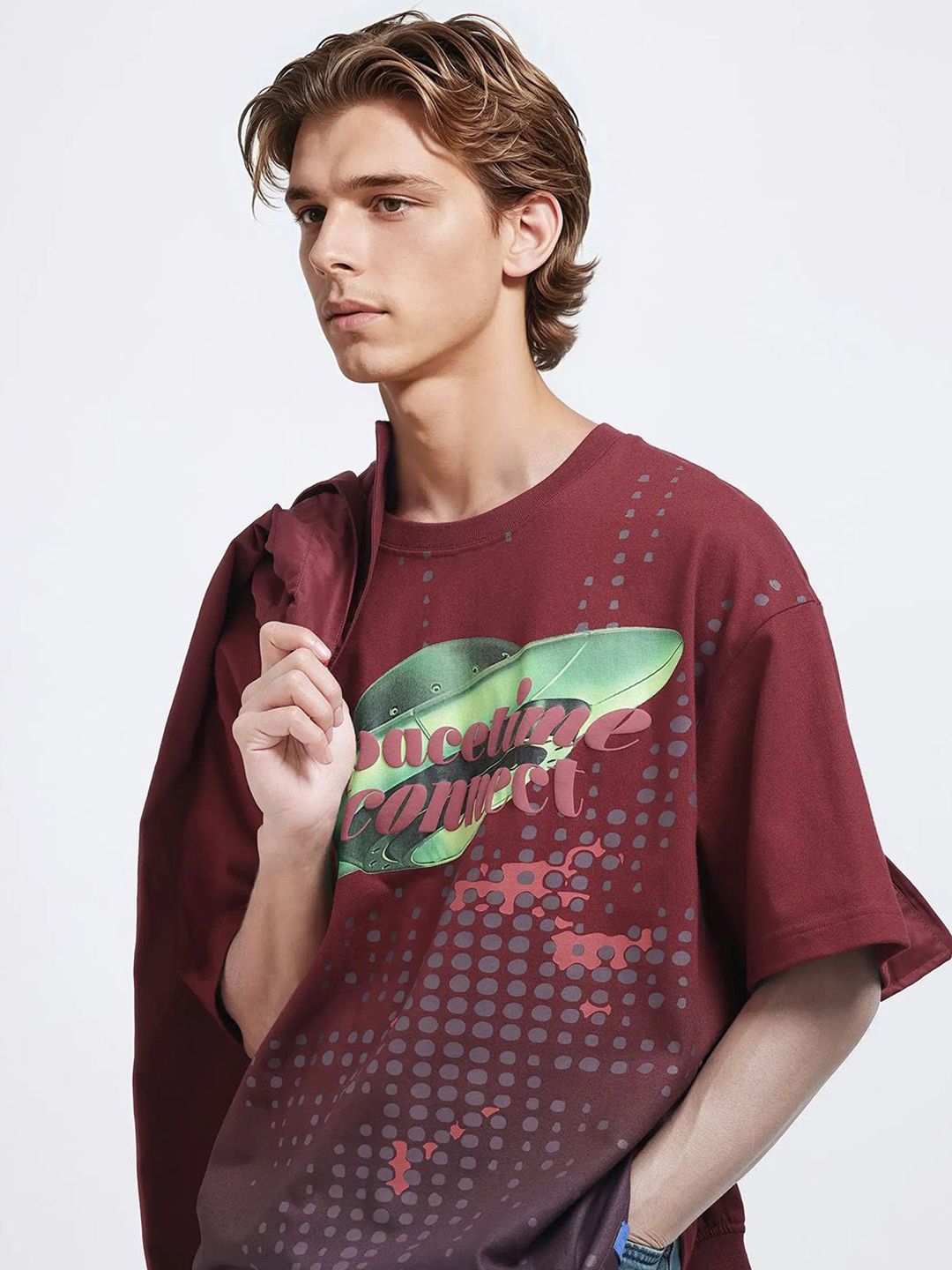 RARE RABBIT Men Printed Raw Edge T-shirt