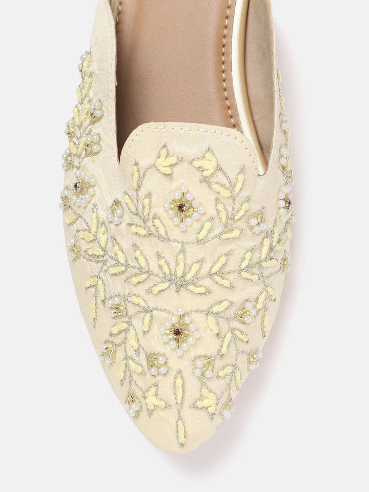 House of Pataudi Floral Embroidered Mules