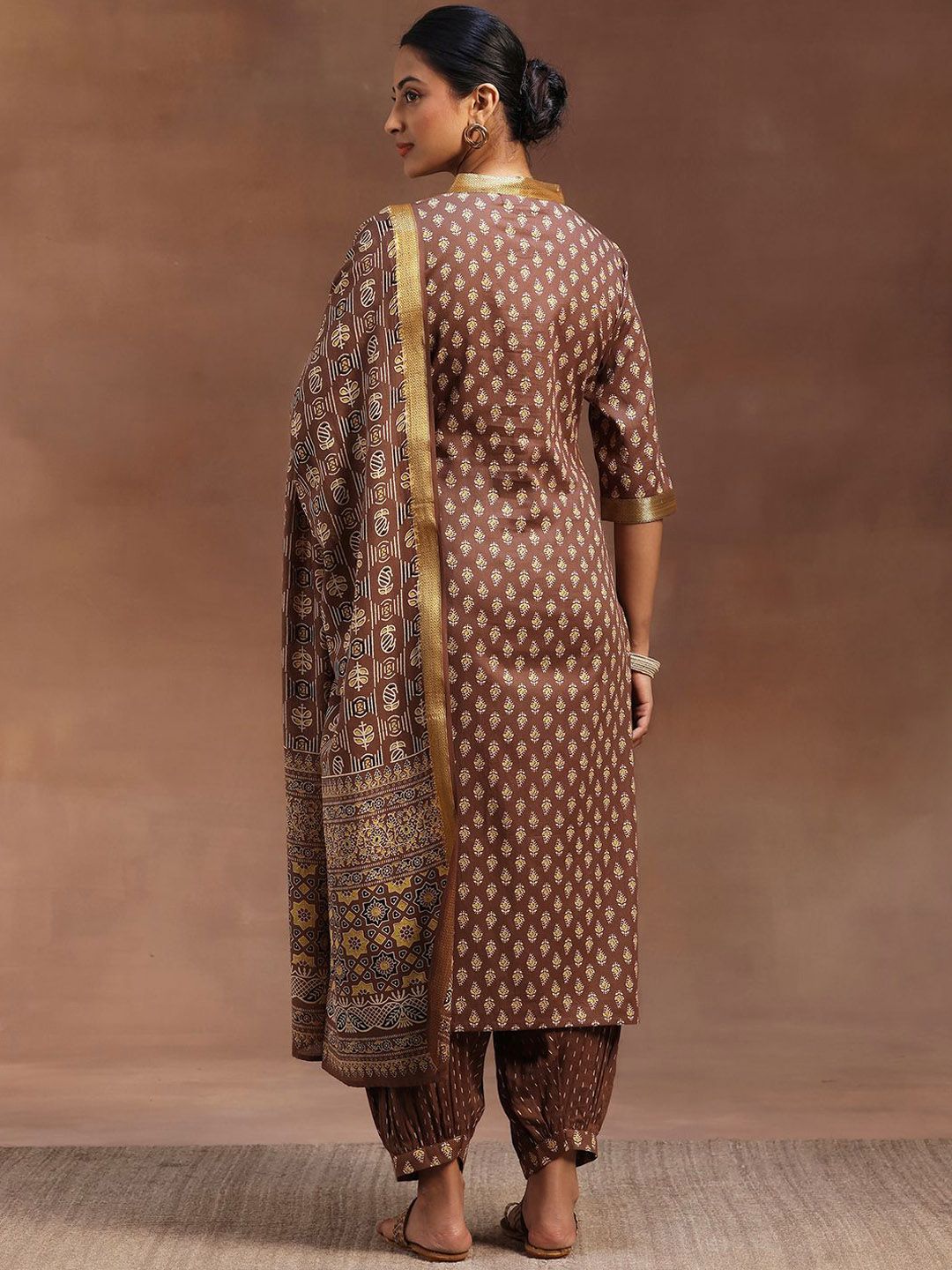 Libas Floral Printed Straight Gotta Patti Pure Cotton Kurta with Salwar & Dupatta