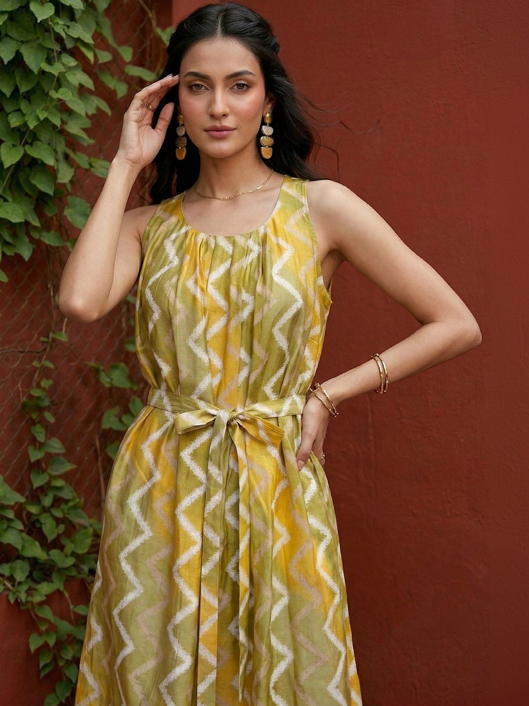 Mamicha Print Crepe A-Line Dress