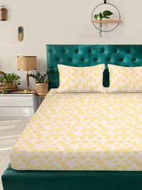 Aura Yellow Geometric Printed 300 TC King Bedsheet Set 2.50 x 2.25 m
