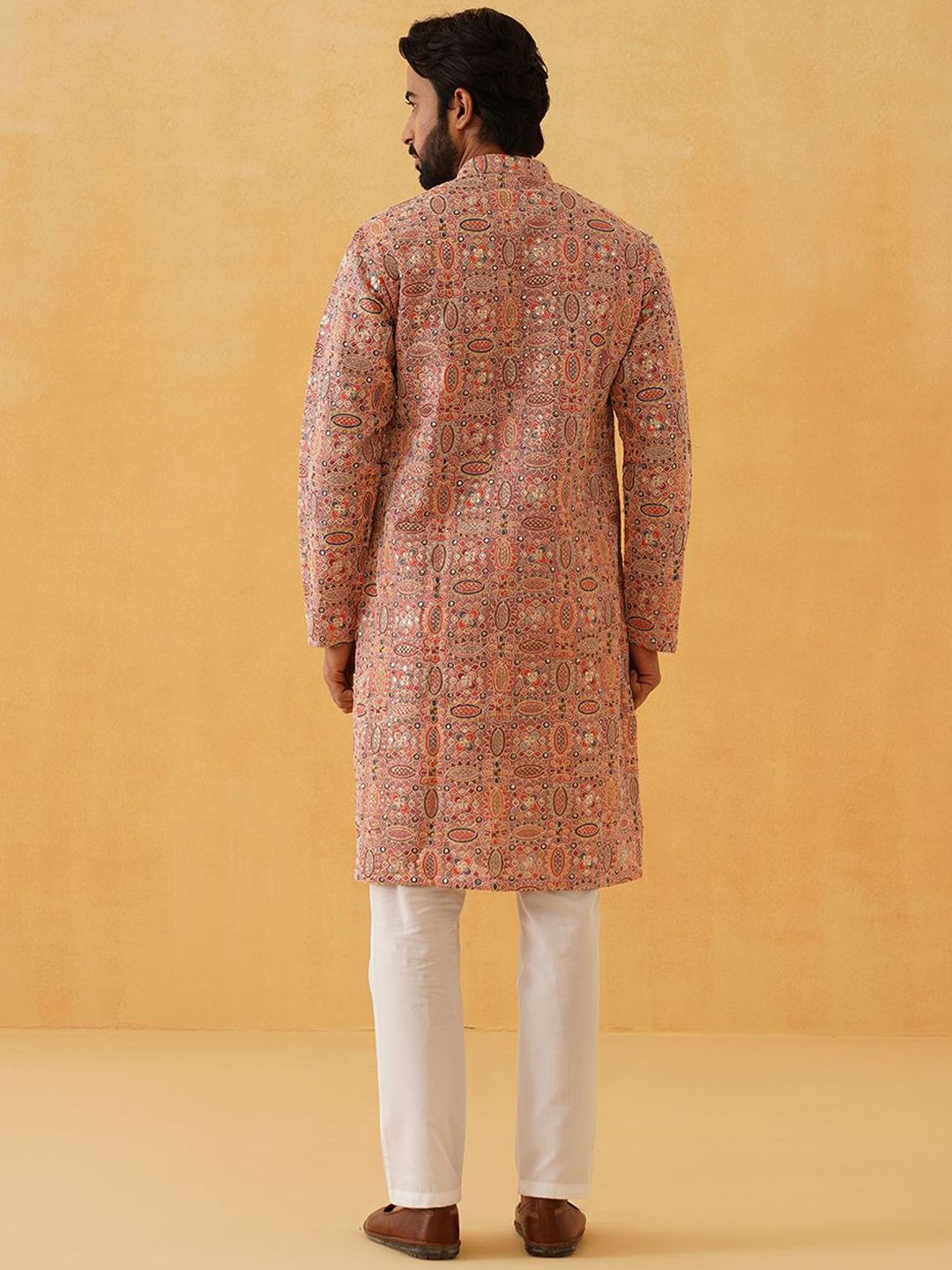SOJANYA LUXE Men Embroidered Thread Work Georgette Kurta