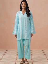 Rumah Chikankari Kurta Chikankari Biasa Wanita dengan Seluar