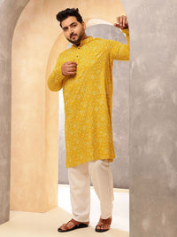 SOJANYA PLUS Floral Printed Mandarin Collar Straight Kurta