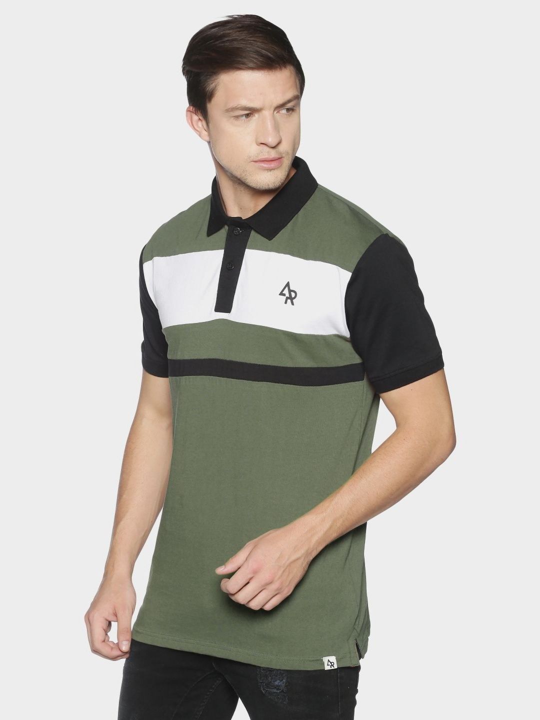 ADRO Men Colourblocked Polo Collar T-shirt
