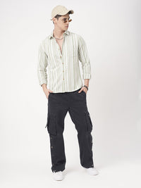 VASTRADO Men Classic Fit Spread Collar Vertical Striped Cotton Casual Shirt