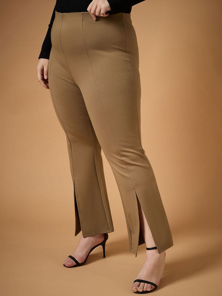 SASSAFRAS Curve Women Comfort Slim Fit High-Rise Trousers