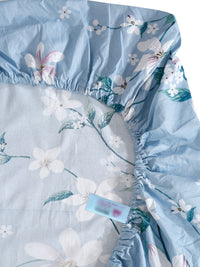Myntra Elegant Homes Blue Printed Pure Cotton 400 TC Fitted King Bedsheet Set 2.5m x 2.25m