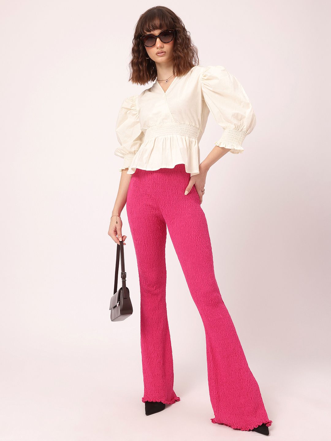 DressBerry Smocked Cinched Waist Top