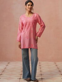 House of Chikankari Women Ethnic Motifs Embroidered Chikankari Chanderi Silk Kurta