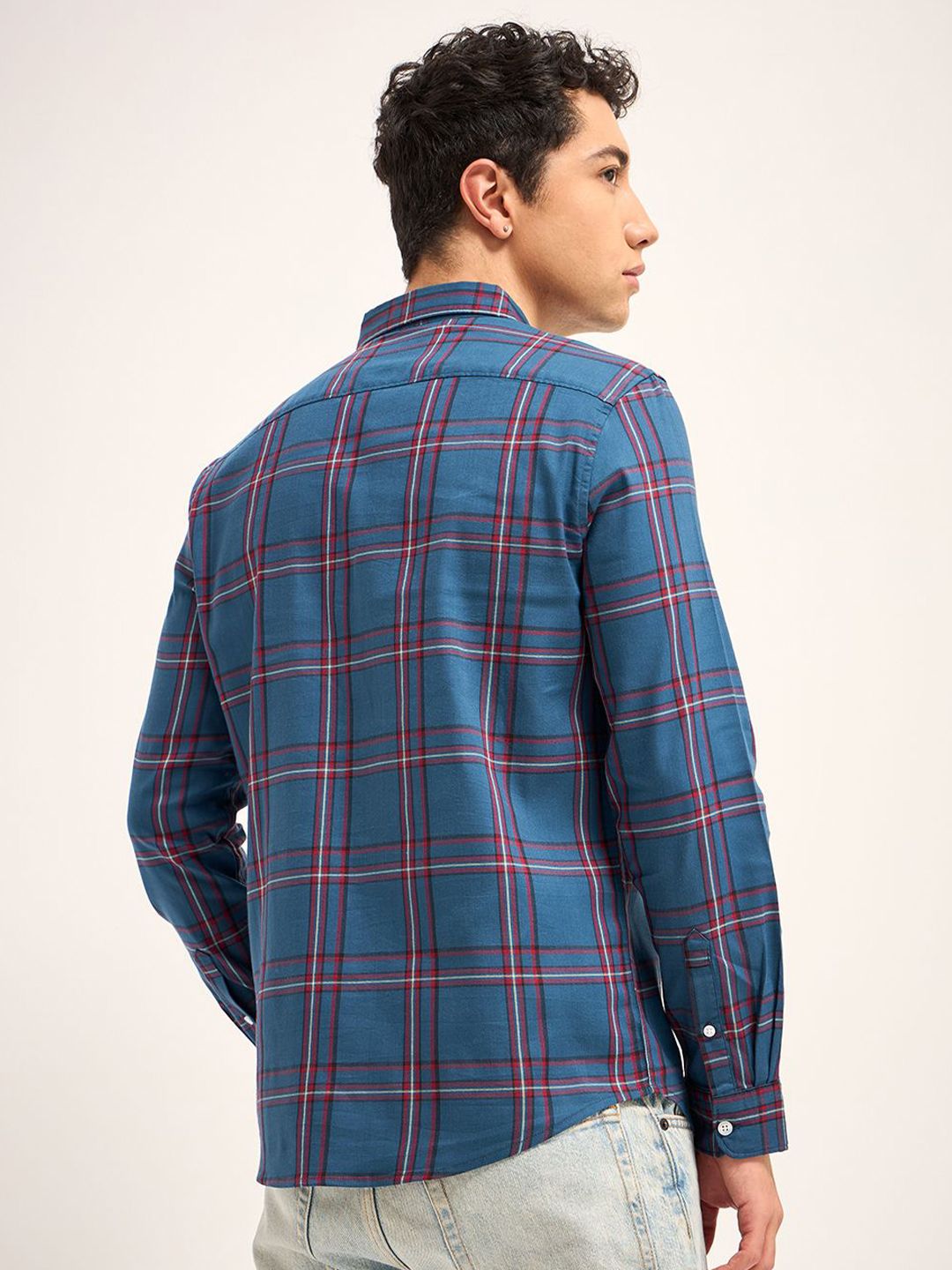 THE BEAR HOUSE Men Tartan Checked Slim Fit Casual Shirt