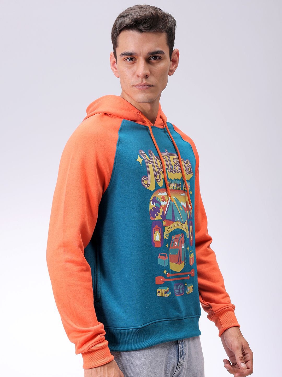 The Indian Garage Co Men Printed Hooded Sweatshirt