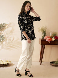 Anouk Floral Printed Mandarin Collar Short Kurti
