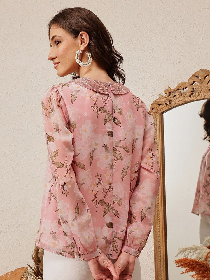 Quiero Women Floral Dicetak Peter Pan Collar atas