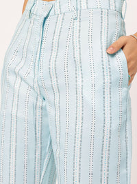 DressBerry Summer Vibes Striped Tie-Up Front Crop Co-Ords