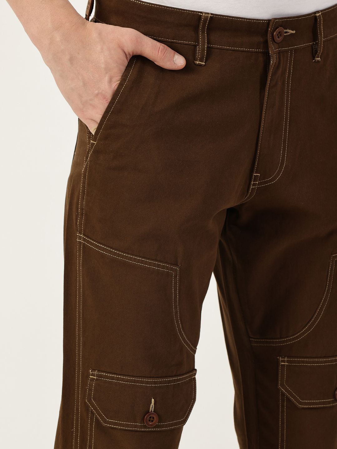 Thomas Scott Men Smart Regular Fit Easy Wash Mid-Rise Cotton Trousers