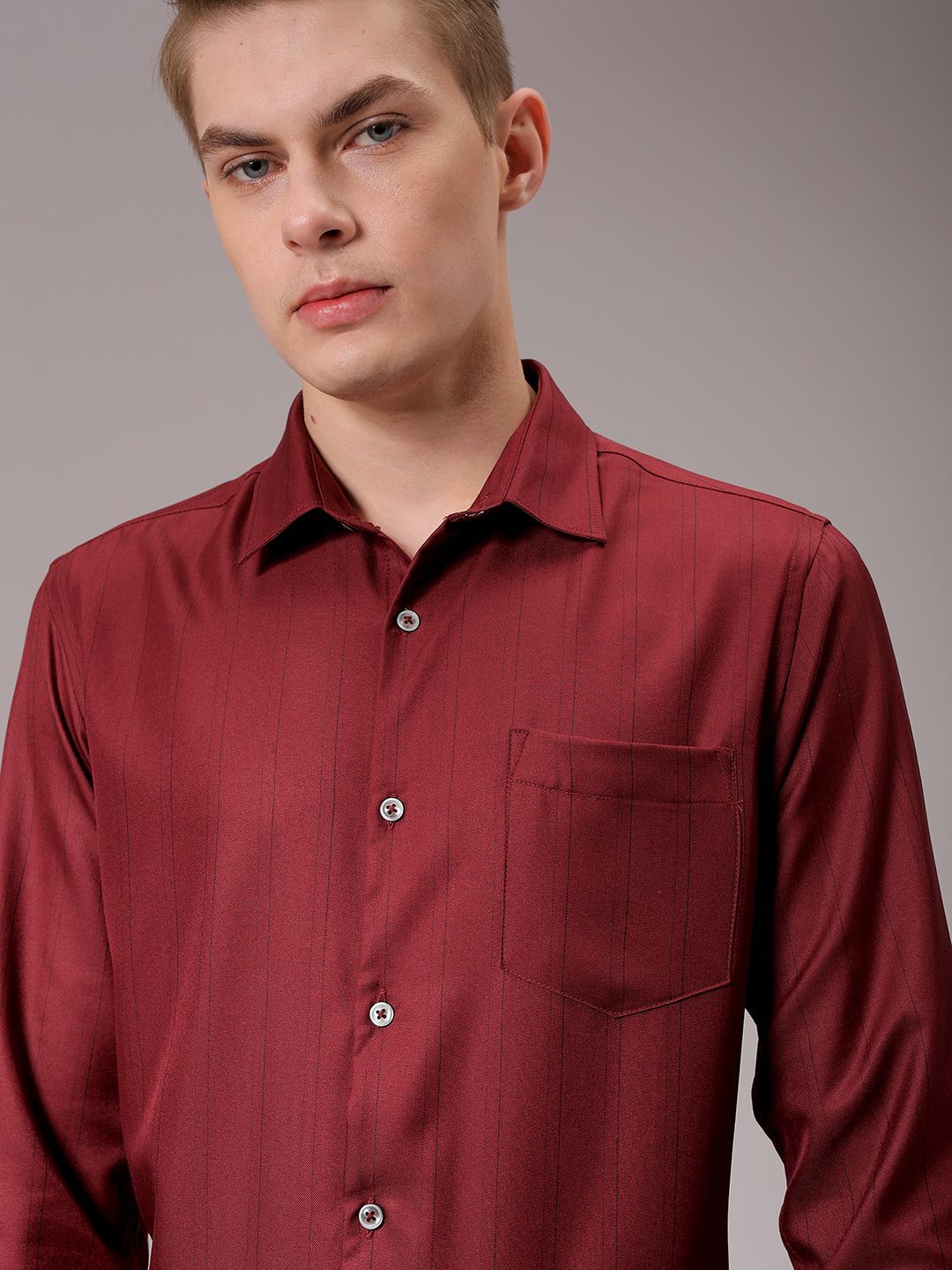 The Indian Garage Co. X Luxe Men Spread Collar Multi Striped Slim Fit Formal Shirt