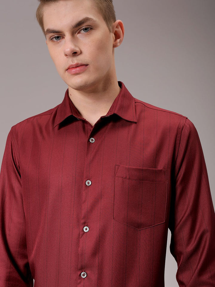 The Indian Garage Co. X Luxe Men Spread Collar Multi Striped Slim Fit Formal Shirt