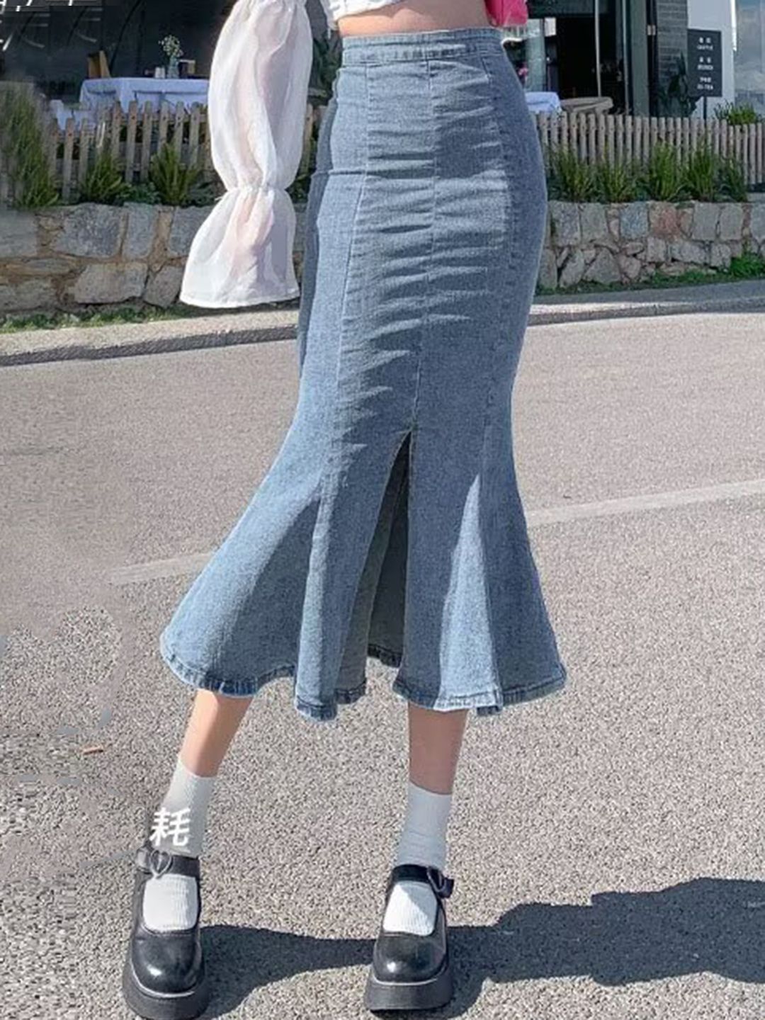 DressBerry Front Slit Straight Midi Skirt