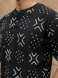 T-Shirt Henley Lelaki Powerlook Lelaki Hitam Berstruktur Hitam