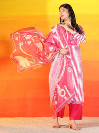 Mamicha Women Floral Printed Regular Pure Cotton Kurta with Palazzos & With Dupatta