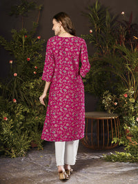 Anouk Women Floral Embroidered Thread Work Chanderi Silk Kurta