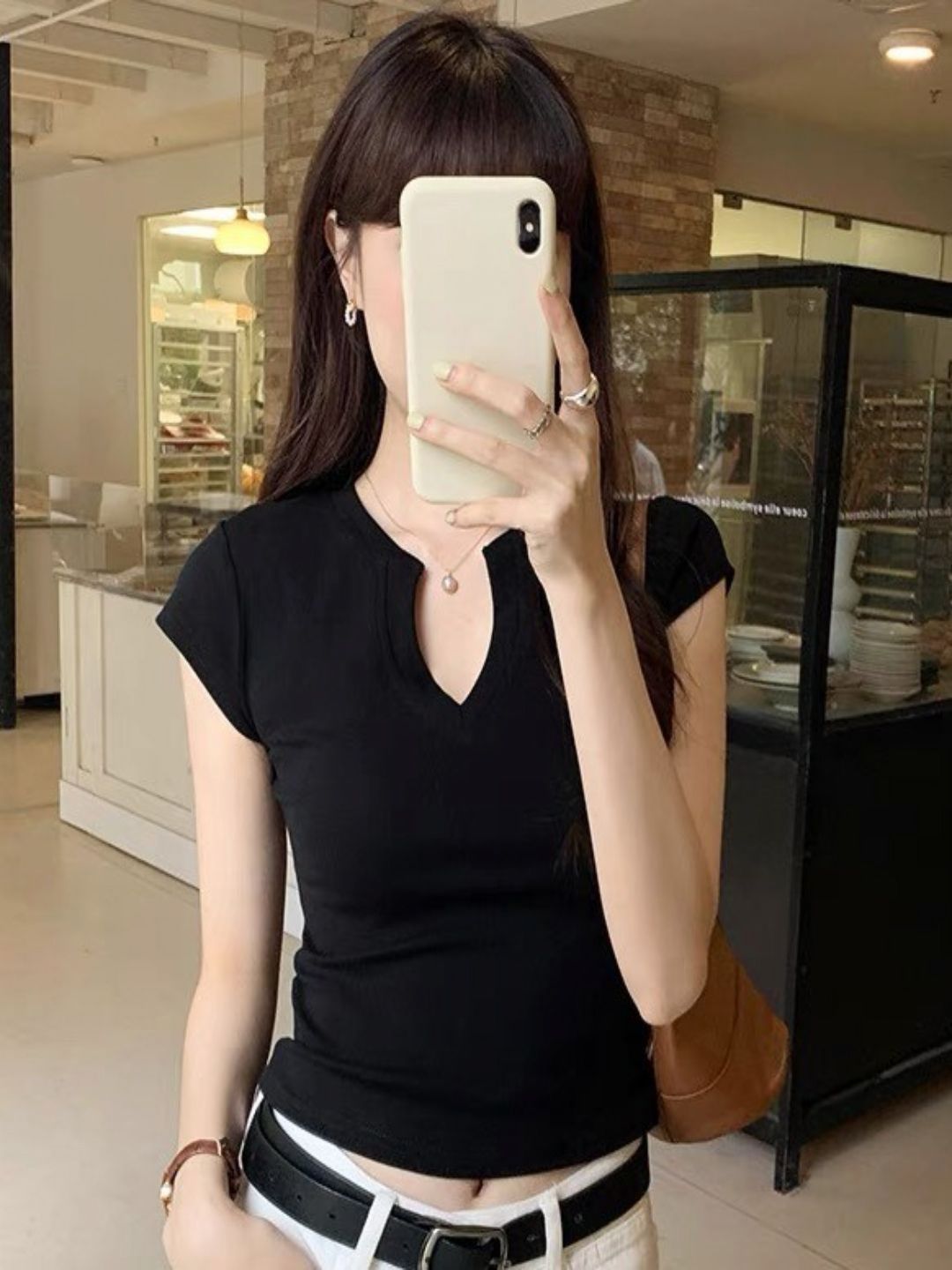 DressBerry Women V-Neck Cotton Slim Fit T-shirt