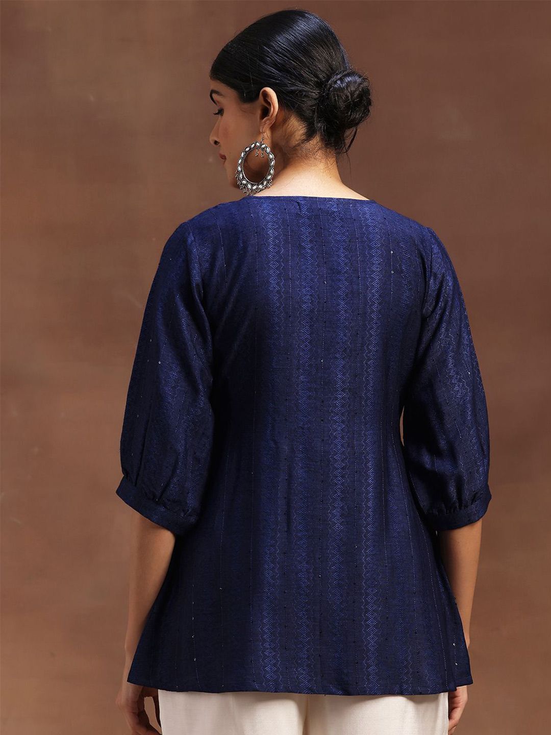 Libas Ethnic Motifs Woven Design V-Neck Pleated Kurti