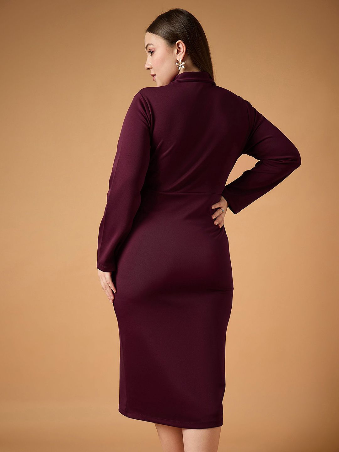 SASSAFRAS Curve Scuba Bodycon Midi Dress