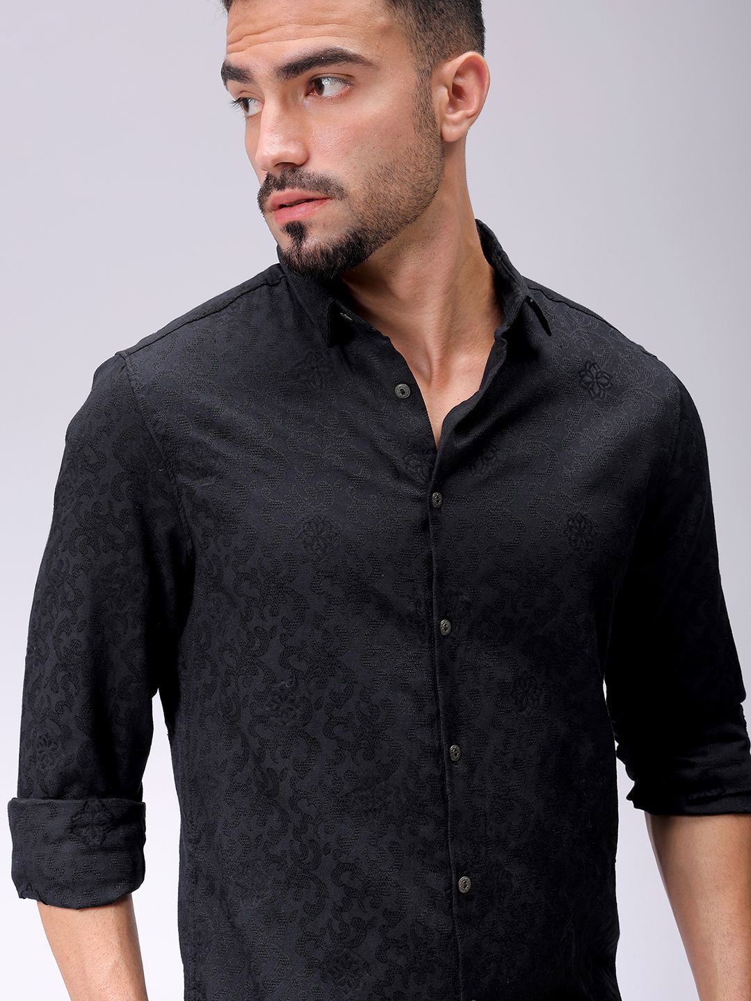 The Indian Garage Co Men Regular Fit Dobby Textured Resortwear Shirt