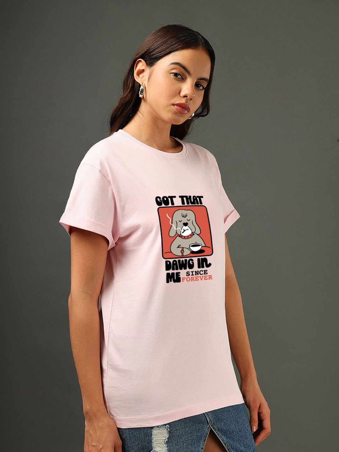 Bewakoof Women Graphic Printed Round Neck Pure Cotton Relaxed Fit T-shirt