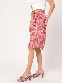 DressBerry Effortlessly Stylish High-Slit Floral Printed Twisted Skirt