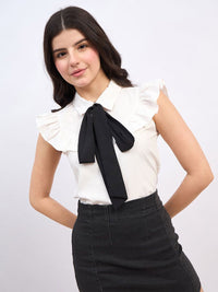 Berrylush Tie-Up Neck Ruffles Atas