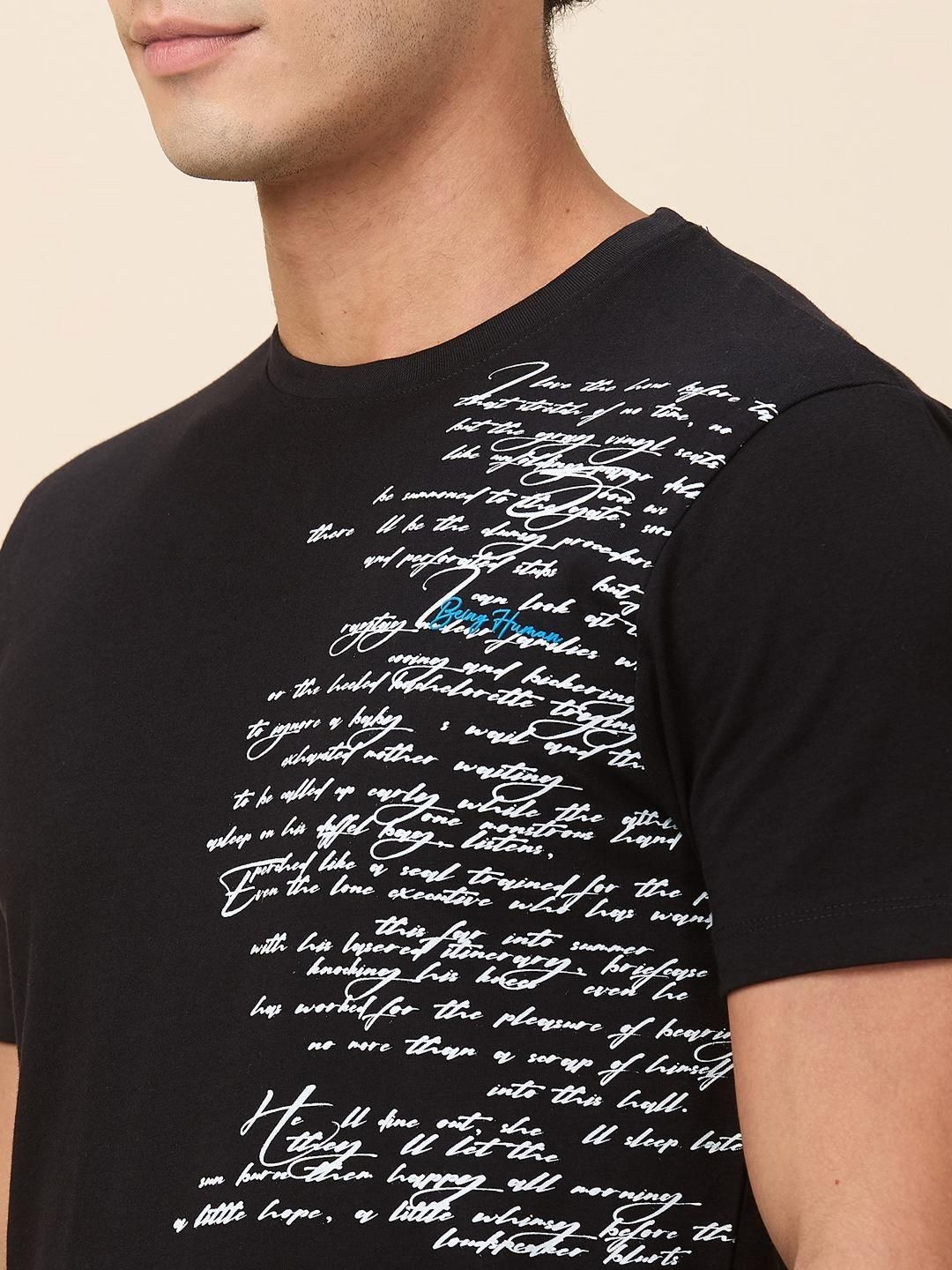 Being Human Men Typography Printed Round Neck Cotton Slim Fit T-shirt