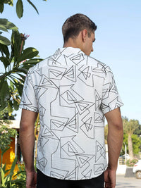 Thomas Scott Men Premium Fit Geometric Printed Spread Collar Casual Shirt
