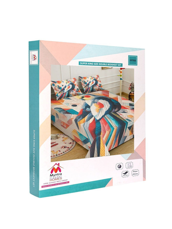 Myntra Elegant Homes Multicoloured 400 TC King Bedsheet with 2 Pillow Covers