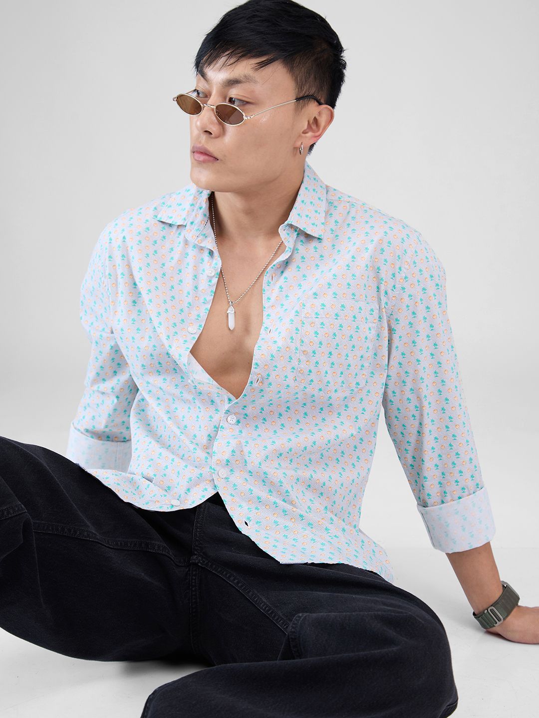 VASTRADO Men Classic Cutaway Collar Conversational Printed Cotton Slim Fit Casual Shirt