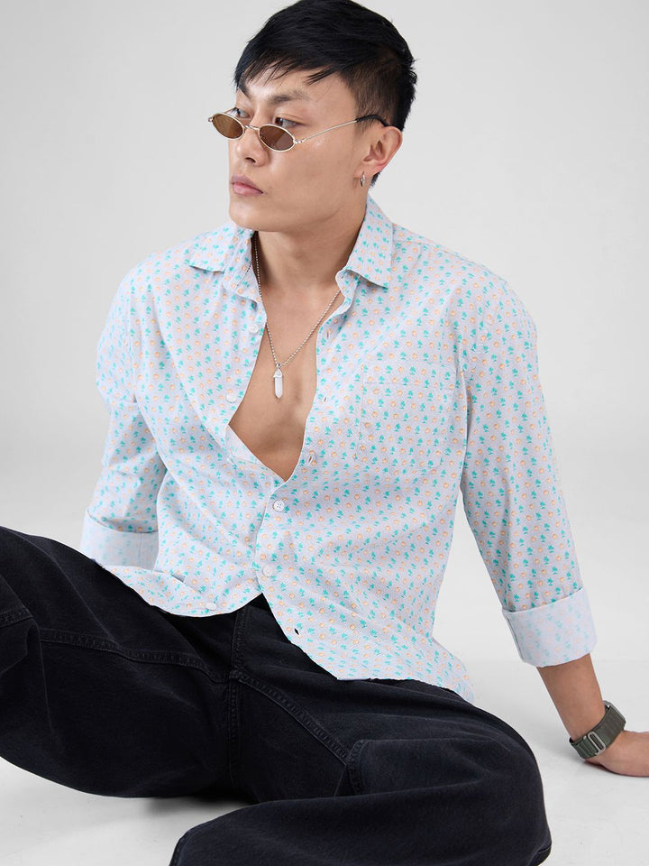 VASTRADO Men Classic Cutaway Collar Conversational Printed Cotton Slim Fit Casual Shirt
