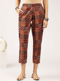 Anouk Ethnic Floral Printed Round Neck Sleeveless Side Slits Kurta with Trouser