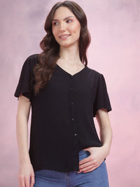 DressBerry Crinkled Shirt Style Top