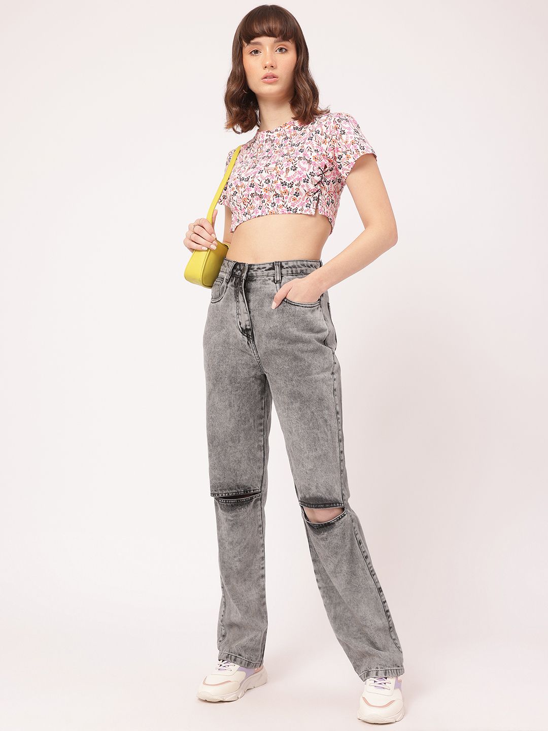 DressBerry Women Grunge Vibe Ripped Straight Jeans