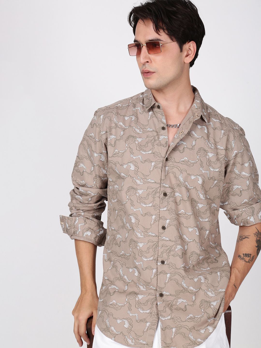 Bene Kleed Men Slim Fit Printed Casual Cotton Shirt
