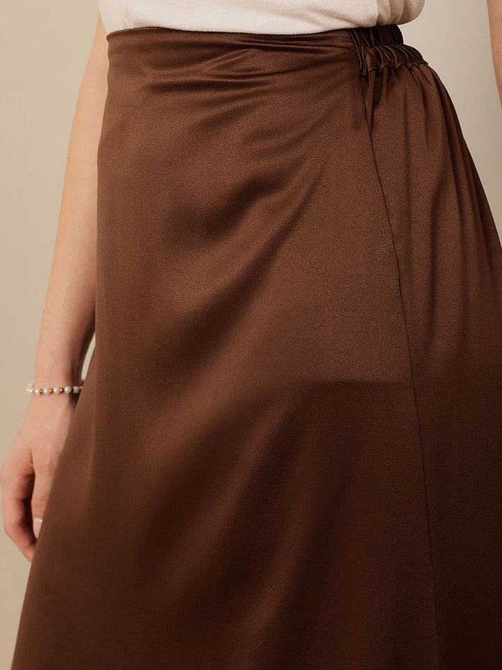 Jalan 9 A-line Midi Satin Skirt