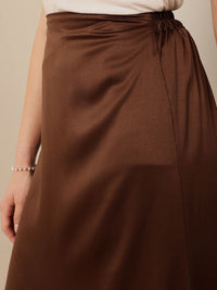 Jalan 9 A-line Midi Satin Skirt