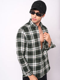 VASTRADO Men Classic Slim Fit Tartan Checked Spread Collar Cotton Casual Shirt