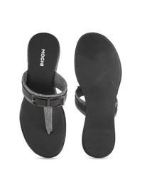 Mochi Women Buckle Design T-Strap Flats