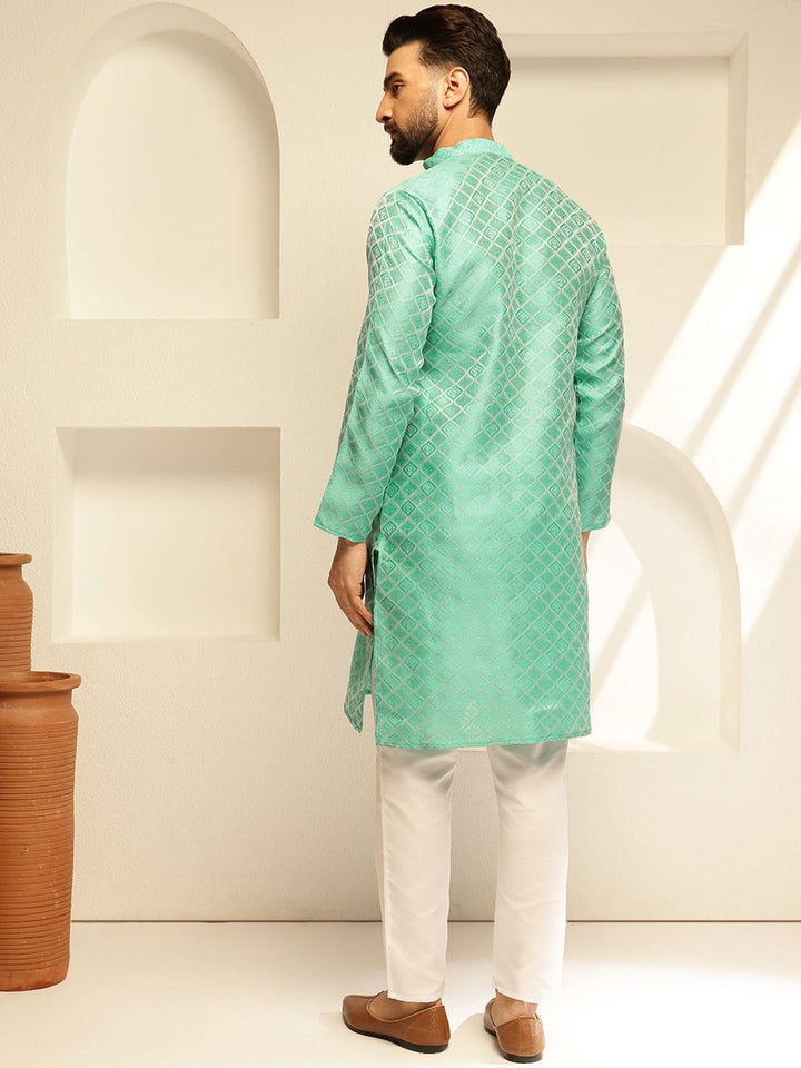 SOJANYA Rekaan Tenunan Kolar Mandarin Kurta Lurus