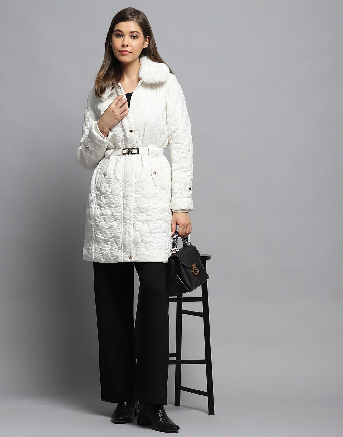 Monte Carlo Women Spread Collar Solid Casual Lightweight Parka Jacket