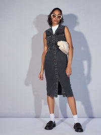 Pakaian baju tanpa lengan sassafras denim