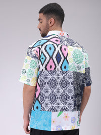 The Indian Garage Co Men Cutaway Collar Graphic  Printed Boxy Fit Resortwear Shirt